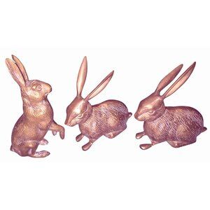 Set Of 3 LARGE Vintage Brass Rabbit Figurines Decorative Collectibles